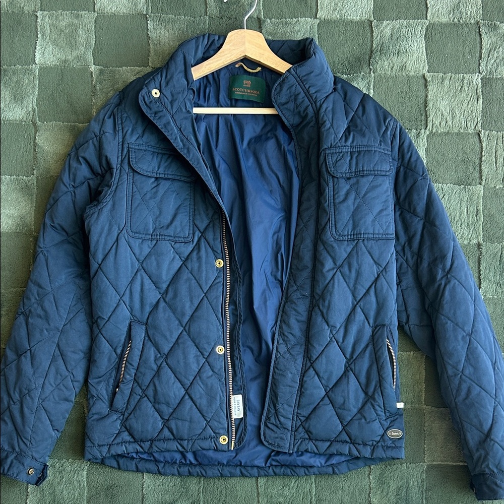 Scotch & Soda Navy Quilted Puffer Jacket